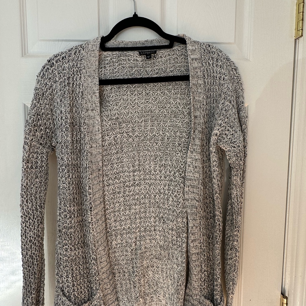 Express Gray Open-Front Sweater